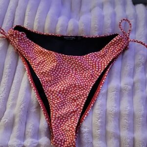 Nasty Gal Red and White Patterned Bikini Bottom